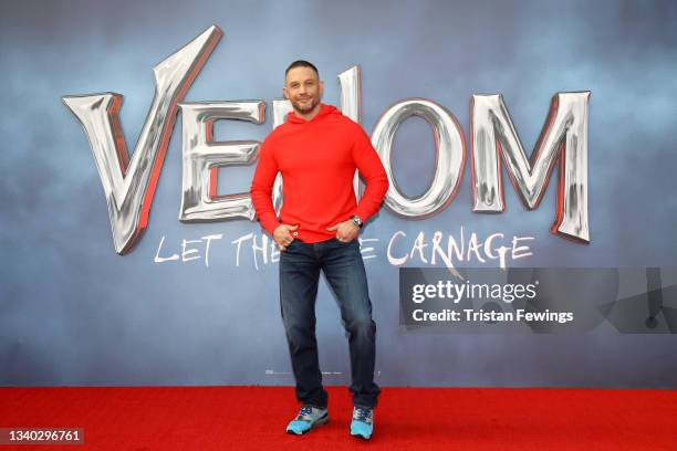Tom Hardy attends the fan screening of "Venom: Let There Be Carnage" at Cineworld Leicester Square on September 14, 2021 in London, England.