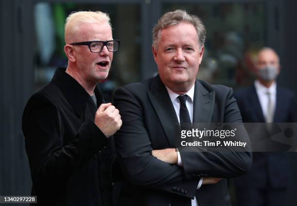 Chris Evans and Piers Morgan attend the Sun's Who Cares Wins Awards 2021 at The Roundhouse on September 14, 2021 in London, England.