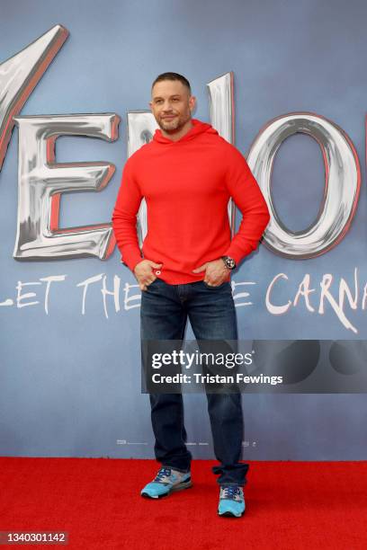 Tom Hardy attends the fan screening of "Venom: Let There Be Carnage" at Cineworld Leicester Square on September 14, 2021 in London, England.