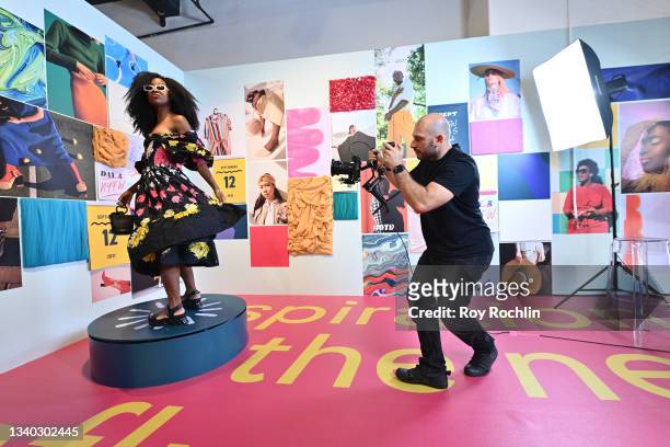 Tiffany Harrison poses at the Pinterest activation during NYFW: The Shows at Studio At Spring Studios on September 12, 2021 in New York City.