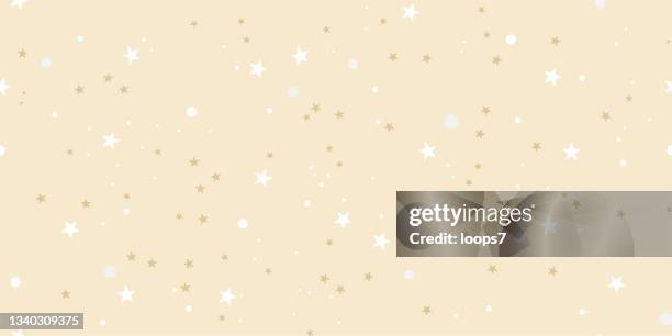ゴールデン&ホワイトスターシームレスパターン - ピクセルパーフェクト - confetti gold点のイラスト素材／クリップアート素材／マンガ素材／アイコン素材