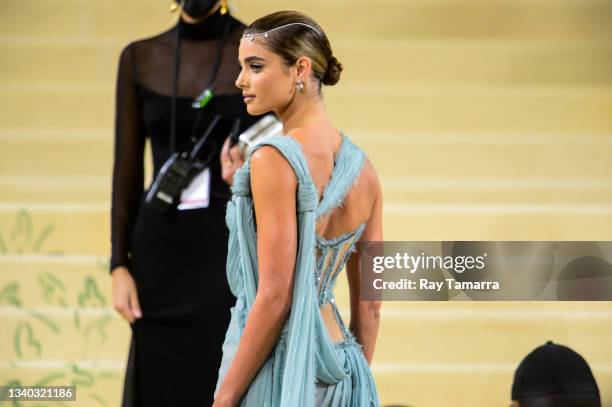 Model Taylor Hill attends the 2021 Met Gala Celebrating In America: A Lexicon Of Fashion at the Metropolitan Museum Of Art on September 13, 2021 in...