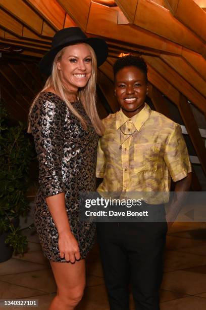 Chemmy Alcott and Nicola Adams attend the launch of Alpine-inspired restaurant Haugen, Stratford on September 14, 2021 in London, England.