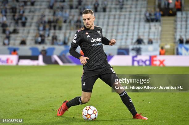 Aaron Ramsey of Juventus controls the ball during the UEFA Champions League group H match between Malmo FF and Juventus at Eleda Stadium on September...