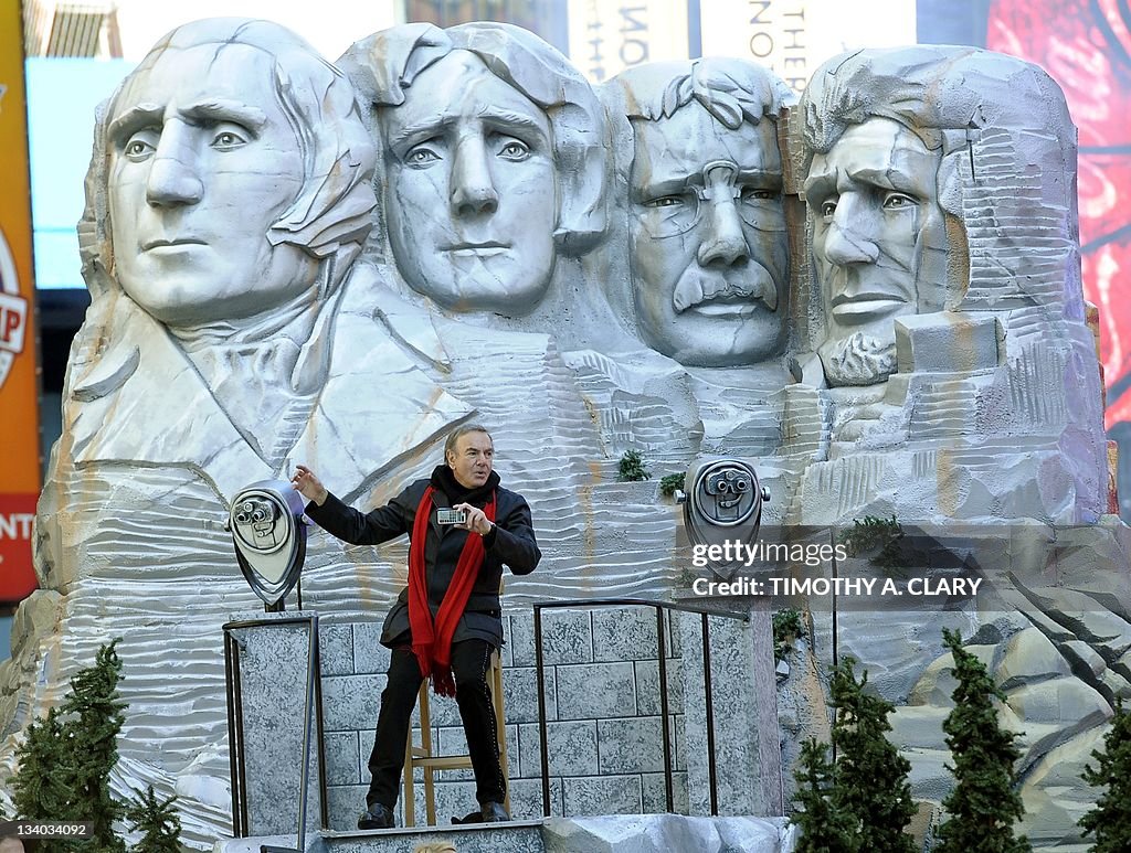 Singer Neil Diamond on the Mount Rushmor