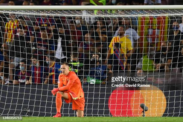 Marc-Andre ter Stegen of FC Barcelona shows his dejection during the UEFA Champions League group E match between FC Barcelona and Bayern München at...