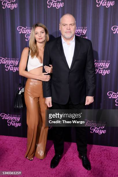 Leila George and Vincent D'Onofrio attend "The Eyes Of Tammy Faye" New York Premiere at SVA Theater on September 14, 2021 in New York City.