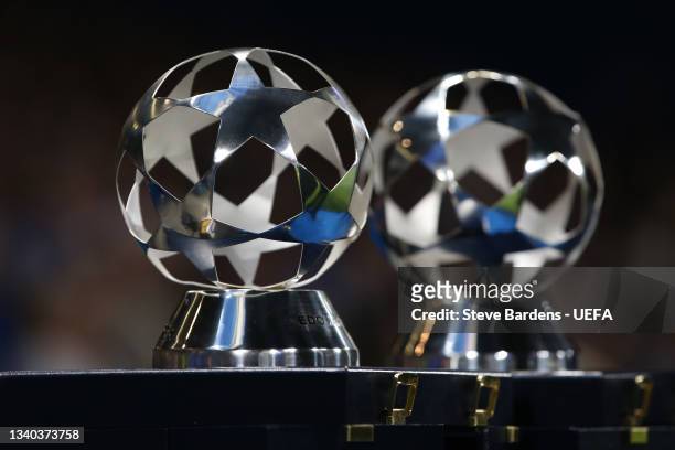 Player of the year awards are seen during the UEFA Champions League group H match between Chelsea FC and Zenit St. Petersburg at Stamford Bridge on...