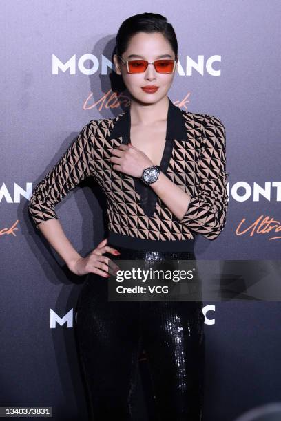 Actress Xin Zhilei attends Montblanc ultra black event on September 13, 2021 in Shanghai, China.