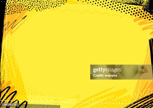 stockillustraties, clipart, cartoons en iconen met yellow and black painted marker pen frame - abstract background yellow