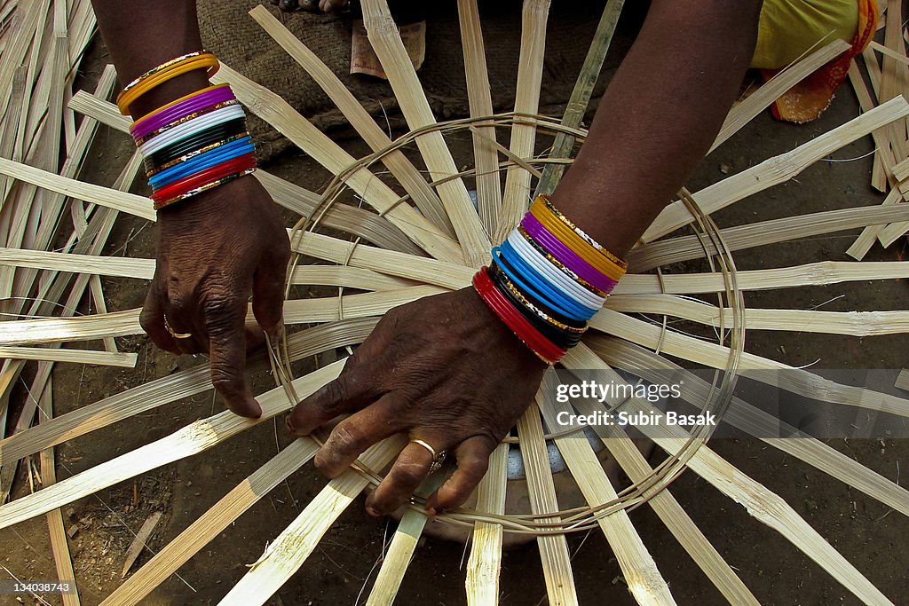 Woman making basket