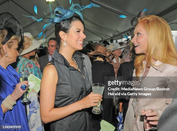 Boston, MA -Linda Pizzuti Henry the wife of sox owner John Henry chats with Ashley Bernon of Wellesley while attending the Party in the Park Luncheon...