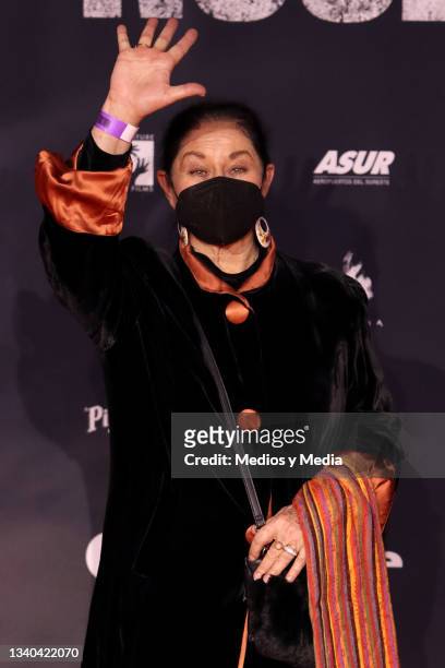 Angélica Aragón poses for photos during a red carpet event at Centro Cultural Los Pinos on September 14, 2021 in Mexico City, Mexico.