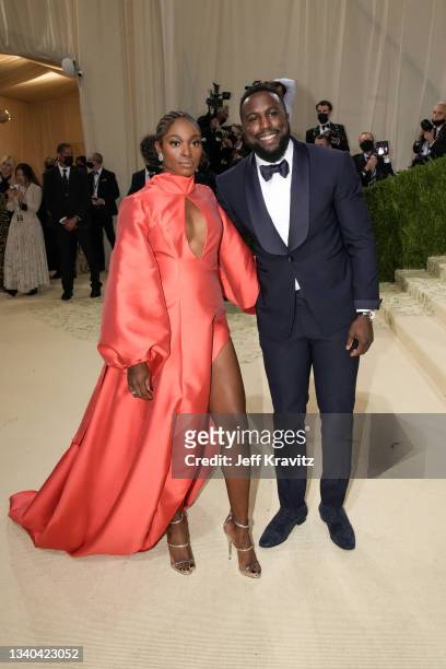 Sloane Stephens and Jozy Altidore attend The 2021 Met Gala Celebrating In America: A Lexicon Of Fashion at Metropolitan Museum of Art on September...