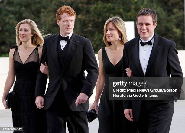 Joe and Matt Kennedy arrive at the Kennedy Library Foundation's 23rd Annual May Dinner with their dates, Lauren Birchfield and Kate Manning, Sunday,...