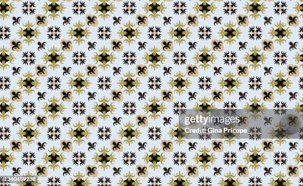 fleur de lys on seamless pattern. - royalty pattern stock pictures, royalty-free photos & images