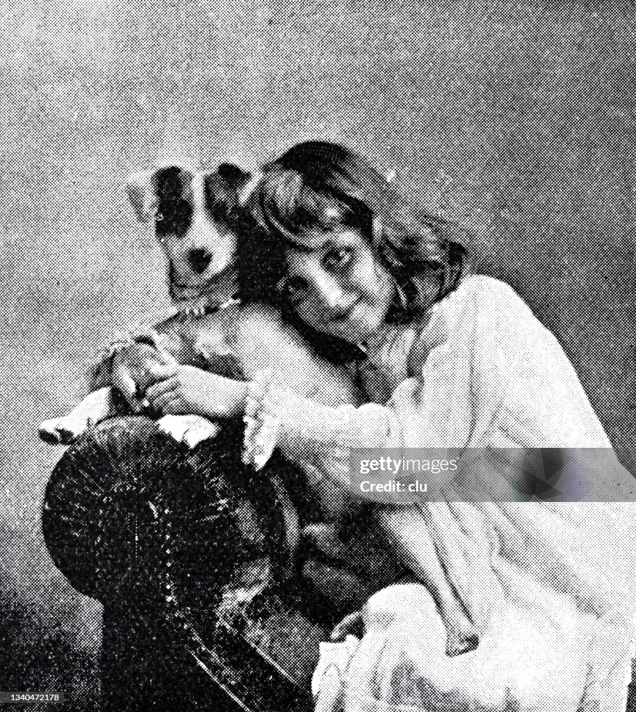 Girl with fox-terrier