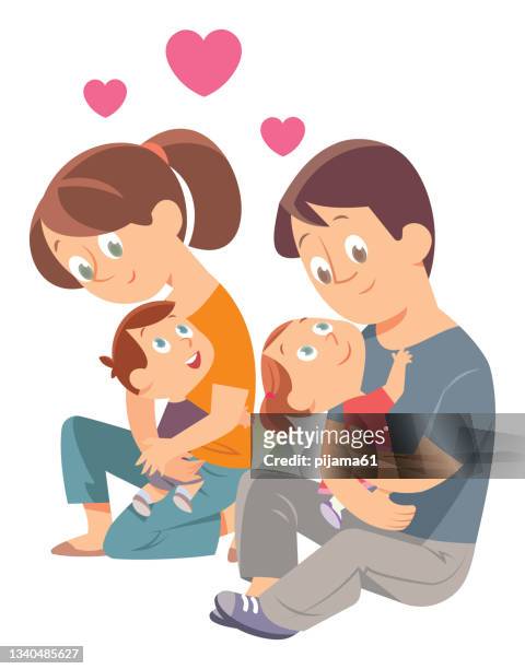 happy family - clip art family stock illustrations