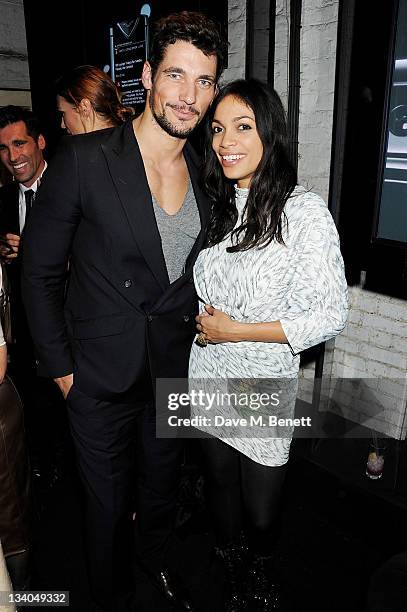 Model David Gandy and actress Rosario Dawson attends the launch of the Vertu Constellation, the luxury mobile phone maker's first touchscreen...