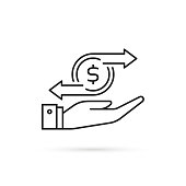 thin line cashflow or money transfer icon