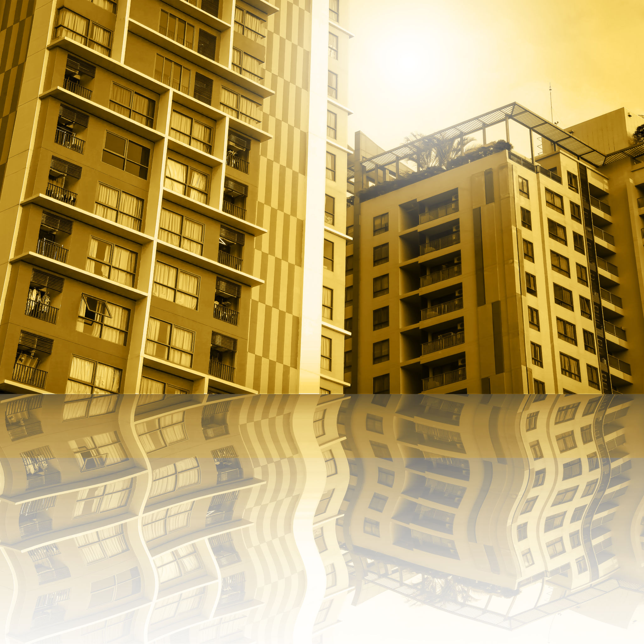 The modern condo building and reflection shadow background The modern condo building and reflection shadow background