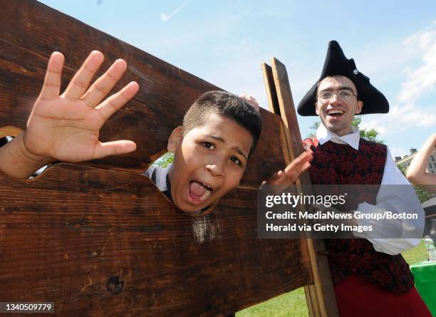Also Soto a fourth grader at the Agassiz School in Jamaica Plain sees how it feels to be locked in the stocks, an outdoor public form of punishment....