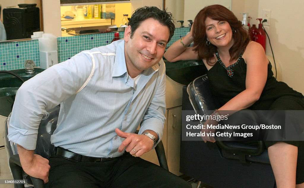 06/07/06 Boston, MA-- Stylist Maher Alaghawani is known by his clients as Michael and Lisa Li is known as "Li." (060706namesar02, saved in thurs, Staff Photo by Angela Rowlings)