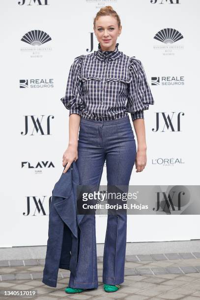 Marta Hazas attends the Jorge Vazquez Fashion Show Mercedes Benz Fashion Week Madrid September 2021 at Mandarin Ritz Hotel on September 15, 2021 in...
