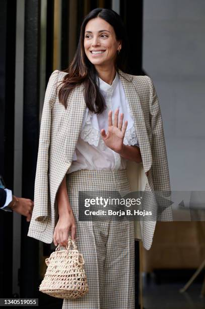 Sassa de Osma attends the Jorge Vazquez Fashion Show Mercedes Benz Fashion Week Madrid September 2021 at Mandarin Ritz Hotel on September 15, 2021 in...