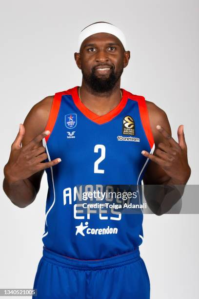 Chris Singleton, #2 poses during the 2021/2022 Turkish Airlines EuroLeague Media Day of Anadolu Efes Istanbul at on September 14, 2021 in Istanbul,...