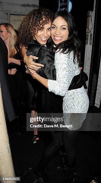 Jeanette Calliva and actress Rosario Dawson attend the launch of the Vertu Constellation, the luxury mobile phone maker's first touchscreen handset,...