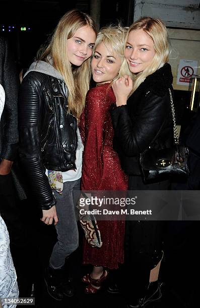 Cara Delevingne, Jaime Winstone and Clara Paget attend the launch of the Vertu Constellation, the luxury mobile phone maker's first touchscreen...