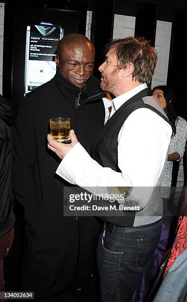 Seal and Simon Le Bon attend the launch of the Vertu Constellation, the luxury mobile phone maker's first touchscreen handset, at the Farmiloe...