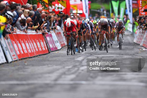 Christophe Laporte of France and Team Cofidis, Warren Barguil of France and Team Arkéa - Samsic, Tosh Van Der Sande of Belgium and Team Lotto Soudal,...