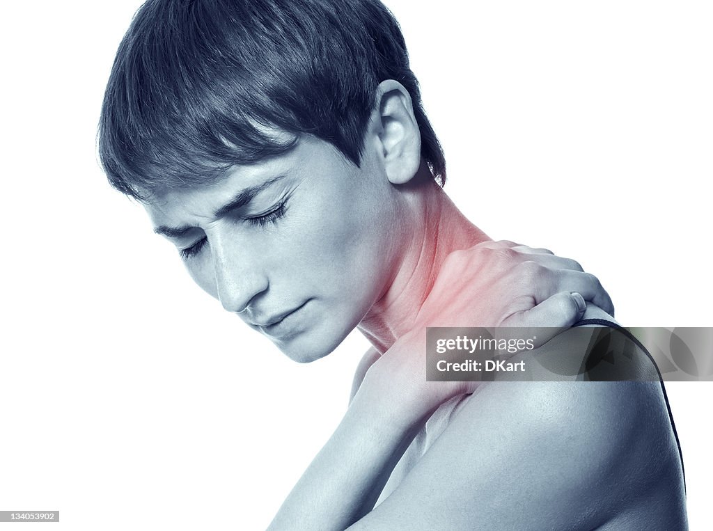 Acute pain in a neck at the young women.