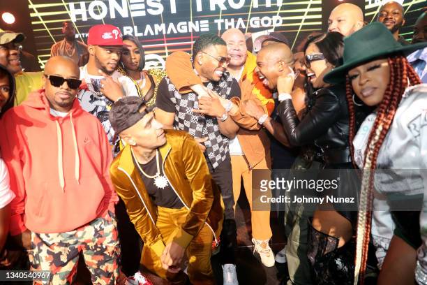 Jermaine Dupri, Papoose, Ma, Nelly, Fat Joe, Ja Rule, Ashanti and Lil' Mo attend VERZUZ: Fat Joe Vs Ja Rule at The Hulu Theater at Madison Square...