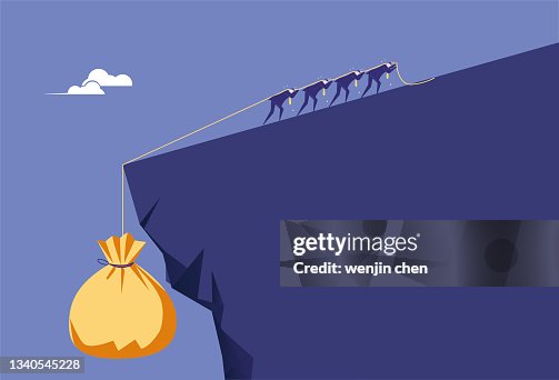 People work hard to pull wealth up the cliff People work hard to pull wealth up the cliff