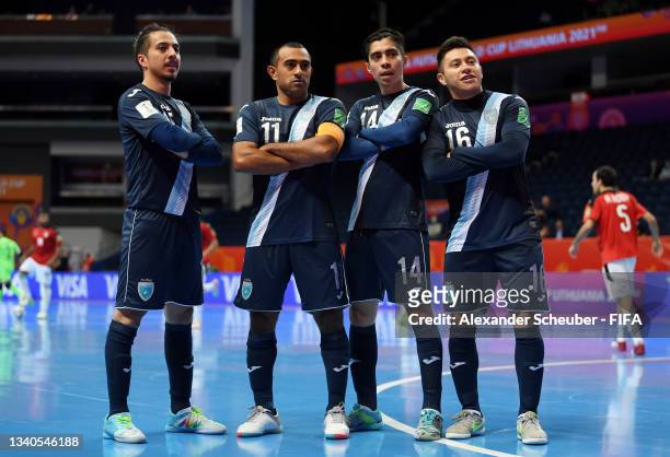 Patrick Ruiz of Guatemala celebrates with teammates Alan Aguilar, Wanderley Ruiz and Fernando Campaignac after scoring their team's second goal...