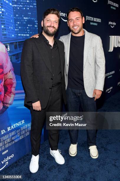 Michael D. Ratner and Scooter Braun attend the Justin Bieber: Our World event at The Edge at Hudson Yards on September 14, 2021 in New York City.