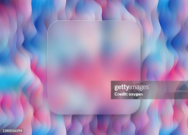 frosted glass frame on abstract wave background violet blue green water motion liquid pattern lines background - verre dépoli photos et images de collection