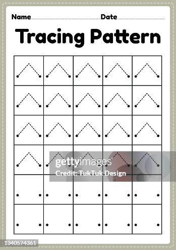 Tracing Pattern Lines Worksheet For Kindergarten Preschool And ...