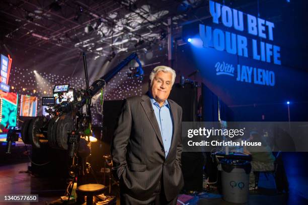 Host Jay Leno is photographed for Los Angeles Times on August 31, 2021 in Pacoima, California. PUBLISHED IMAGE. CREDIT MUST READ: Christina House/Los...