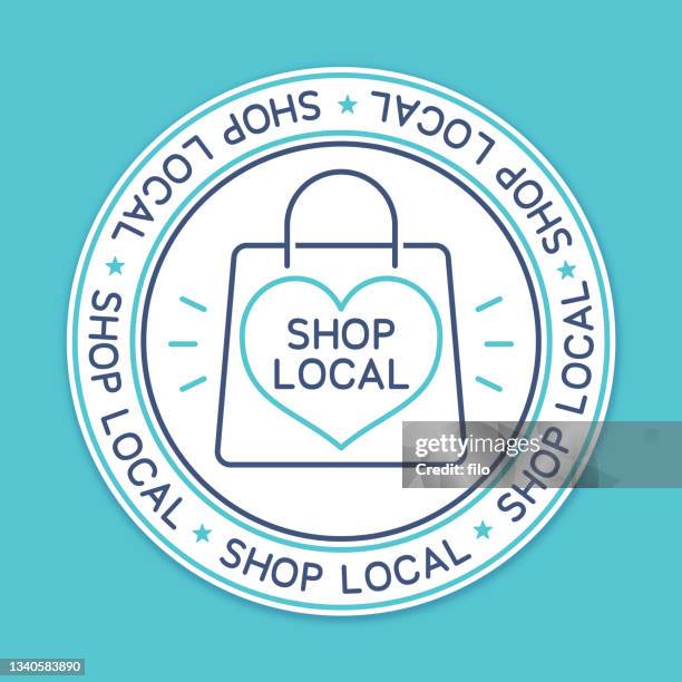 stockillustraties, clipart, cartoons en iconen met shop local badge - duurzaam consumeren