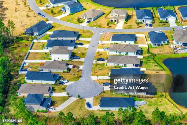 generic suburban housing development aerial - cul de sac stock pictures, royalty-free photos & images