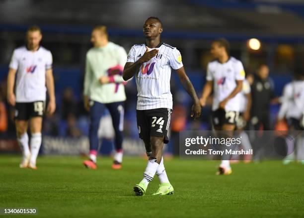 Jean Michael Seri of Fulham acknowledges the fans after the final whistle during the Sky Bet Championship match between Birmingham City and Fulham at...