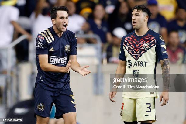 Leon Flach of Philadelphia Union reacts during the first half against Club America during the semifinal second leg match between Philadelphia and...