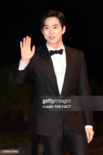 Suho of EXO attends photo call of 2019 Busan International Film Festival Opening Ceremony at Busan Cinema Center on October 03, 2019 in Seoul, South...