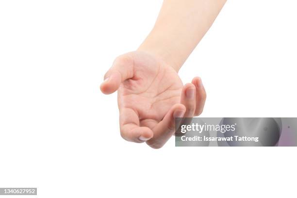 woman hand sign isolated on white background - giving foto e immagini stock