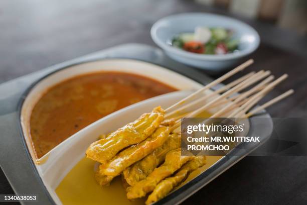 pork satay,roast pork. - satay stock pictures, royalty-free photos & images