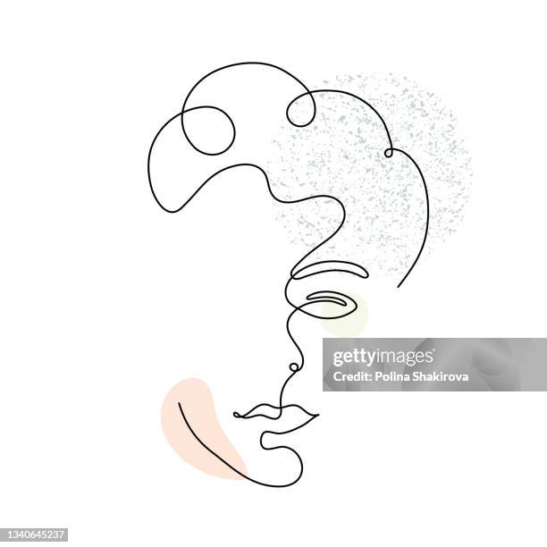 ilustrações de stock, clip art, desenhos animados e ícones de continuous line drawing of a woman silhouette. - cabelo humano